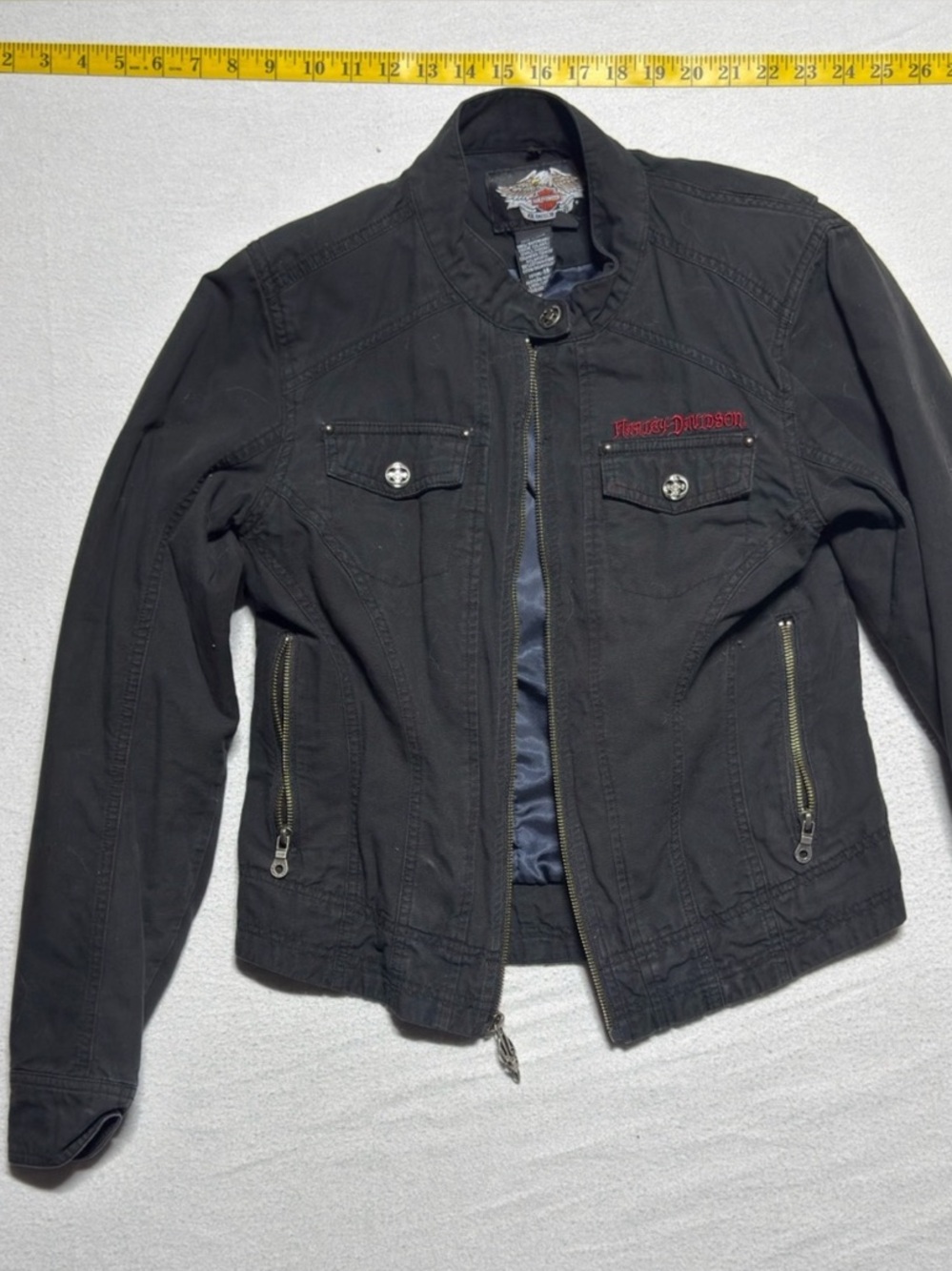 Harley-Davidson womens Black Embroidered Jacket Size Medium